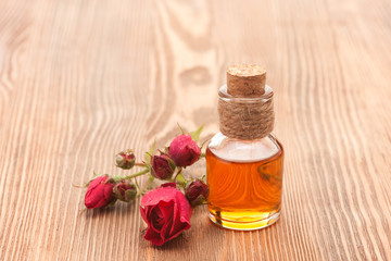 Rose essential oil. horizontal