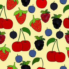 abstract doodle berry seamless pattern