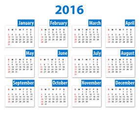 2016 Calendar