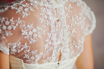 Lace back of wedding dress