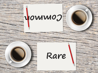 Business Concept : Comparison between common and rare