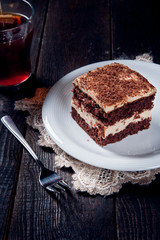 Chocolate pie with walnut cream