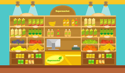 Vector supermarket flat illustration