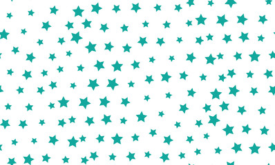 Vector seamless background of green stars of different sizes on a white background.