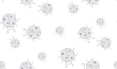 Vector seamless background of ladybirds of different sizes. Beautiful background from insects.