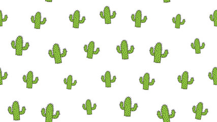 Vector seamless background of cactus on a white background.