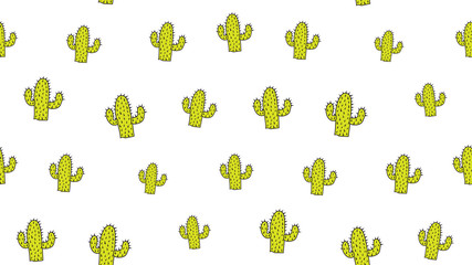 Vector seamless background of cactus on a white background. © newrossosh