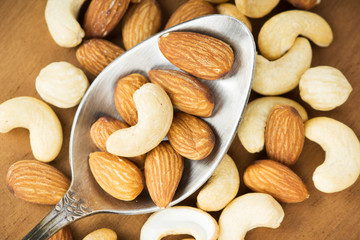 Healthy mixed nuts closeup