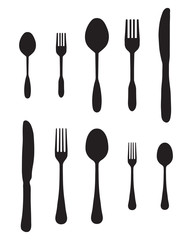 Black silhouettes of cutlery, vector