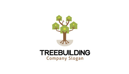 Tree House Logo Creative Homes Building Tree Vector Symbol Design Icon 