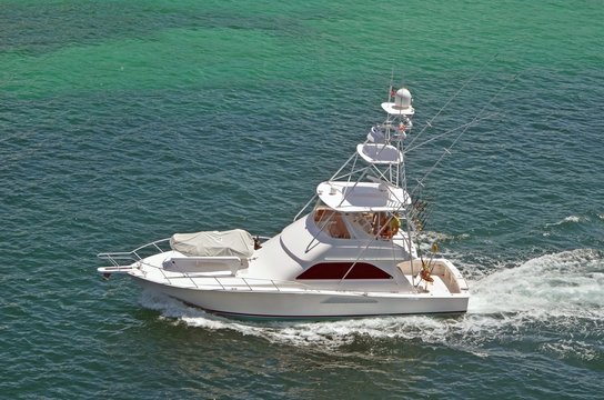 Sport Fishing Boat Cruising in the Bahamas
