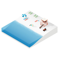 Beach isometric ison set