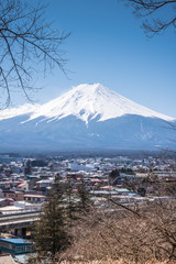 Mount Fuji view from Red pagoda in japan