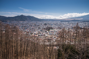 Fujikawa Town view from Red pagoda in japan