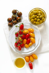 various types of cherry tomatoes: red, yellow and black Sicilian