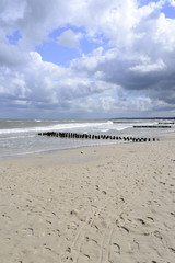 Baltic sea beach on a stormy summer day in Ustka, Poland.
