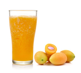  Marian plum  juice and fruit isolation white background