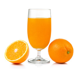Orange juice and orange isolated on white background