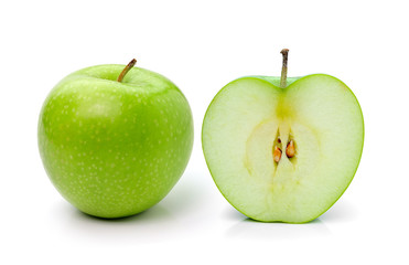 green apple slice isolated on white background