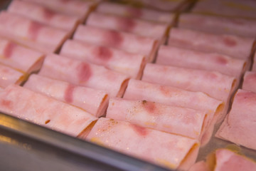 Fresh ham on line buffet in the hotel