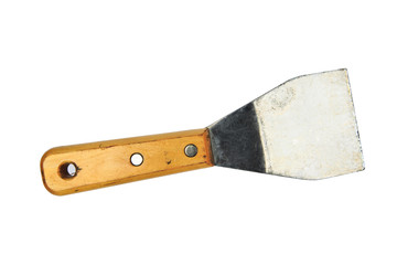 Palette-knife isolated on a white background, Used trowel tool in industry or dirty job, Hand tools.