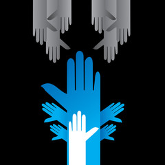 many hands with human right concept vector 