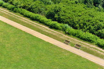 Pathway in the park, plan view