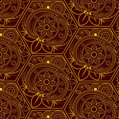 hexagonal pattern with floral element,pattern swatches included