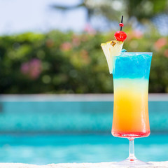 Glass of Rainbow cocktail