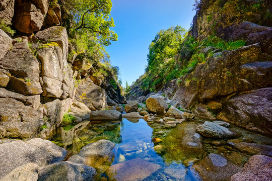 Fototapeta Mountain creek in Geres, Portugal