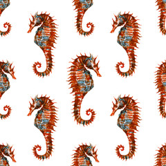 Watercolor seahorse pattern