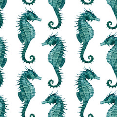 Watercolor seahorse pattern