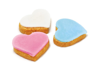 Three heart-shaped cookies