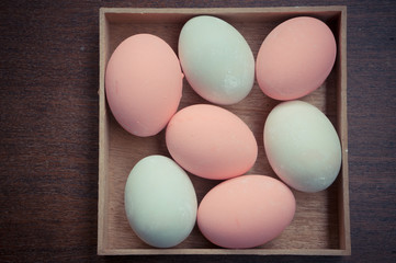 Colorful easter eggs with filter effect retro vintage style