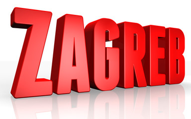 3D Zagreb text on white background