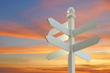 direction sign with blank spaces for text