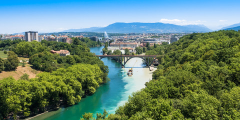 Fototapeta na wymiar Aerial view of Geneva city in Switzerland