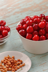 Sweet Cherry Bowl on Rustic Table