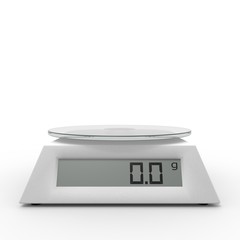 Kitchen scales on a white background - obrazy, fototapety, plakaty