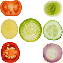 Collection of vegetables on isolated background