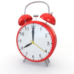 Red alarm clock on an isolated background