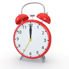 Red alarm clock on an isolated background