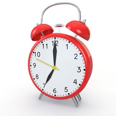 Red alarm clock on an isolated background