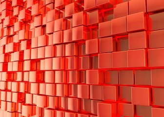 Abstract background. Red cubes on a red background