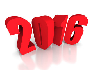 Red 2016 New Year Sign On White Background