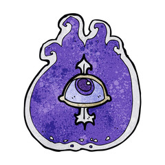 cartoon flaming eye symbol