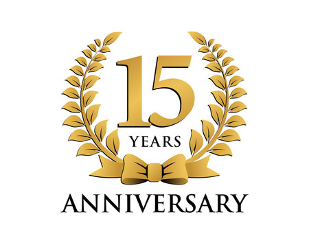 anniversary logo ribbon wreath 15 Stock Vector | Adobe Stock