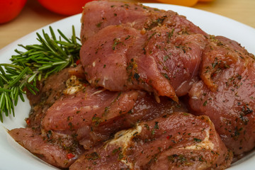 Raw marinated meat for bbq