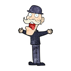 cartoon man wearing bowler hat