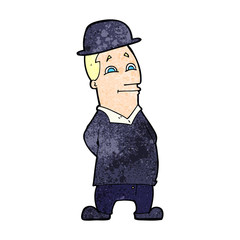 cartoon man wearing bowler hat